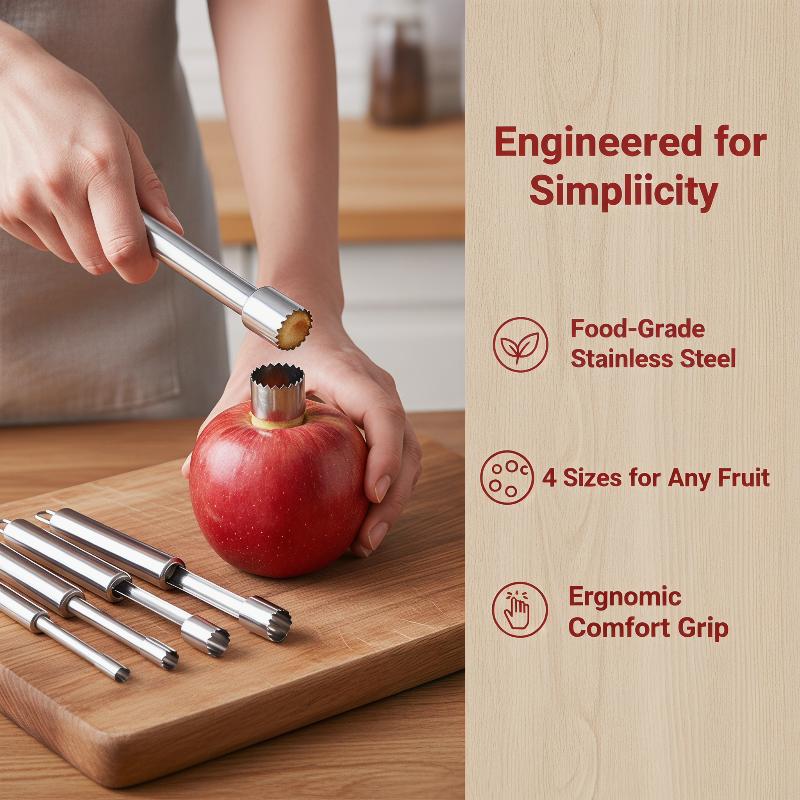 Kitchen Gadgets Tools - 4 個フルーツコアリムーバーカッターキッチンガジェットステンレス鋼ホームツールリンゴ赤ナツメチェリーコアラーフルーツコア除去ツール