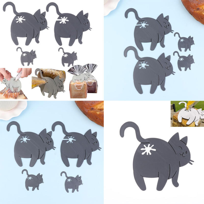 Kitchen Gadgets To 3D Print - 3Dプリントの面白い猫のパンクリップバッグホルダー、斬新なキッチンガジェット、猫好きのための食品保存バッグクリップ、家の装飾