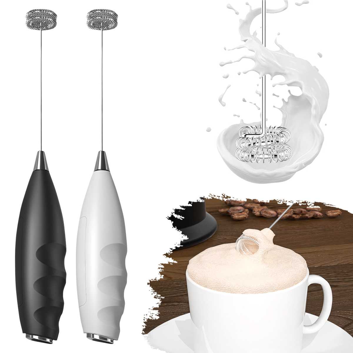 Healthy Kitchen Gadgets - コーヒー電動ミルクフォーマー、電動泡立て器、コードレス電動飲料ミキサー、コーヒー、抹茶、キッチンアクセサリーに最適