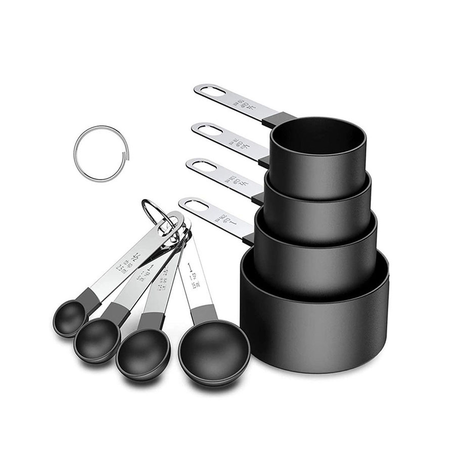 Kitchen Gadgets Pakistan - 4 個/8 個プラスチック計量カップスプーンセットステンレス鋼ハンドルキッチンベーキングツールアクセサリー計量ガジェット