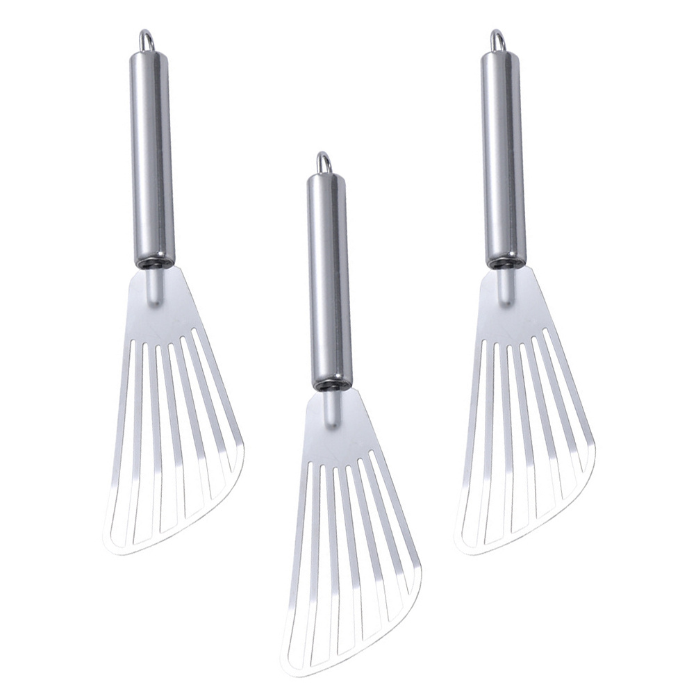 Kitchen Gadgets Pakistan - 3 個ステンレス鋼スパチュラステーキフライ魚用スロット付きターナーキッチンツールベーキングガジェット調理器具耐熱