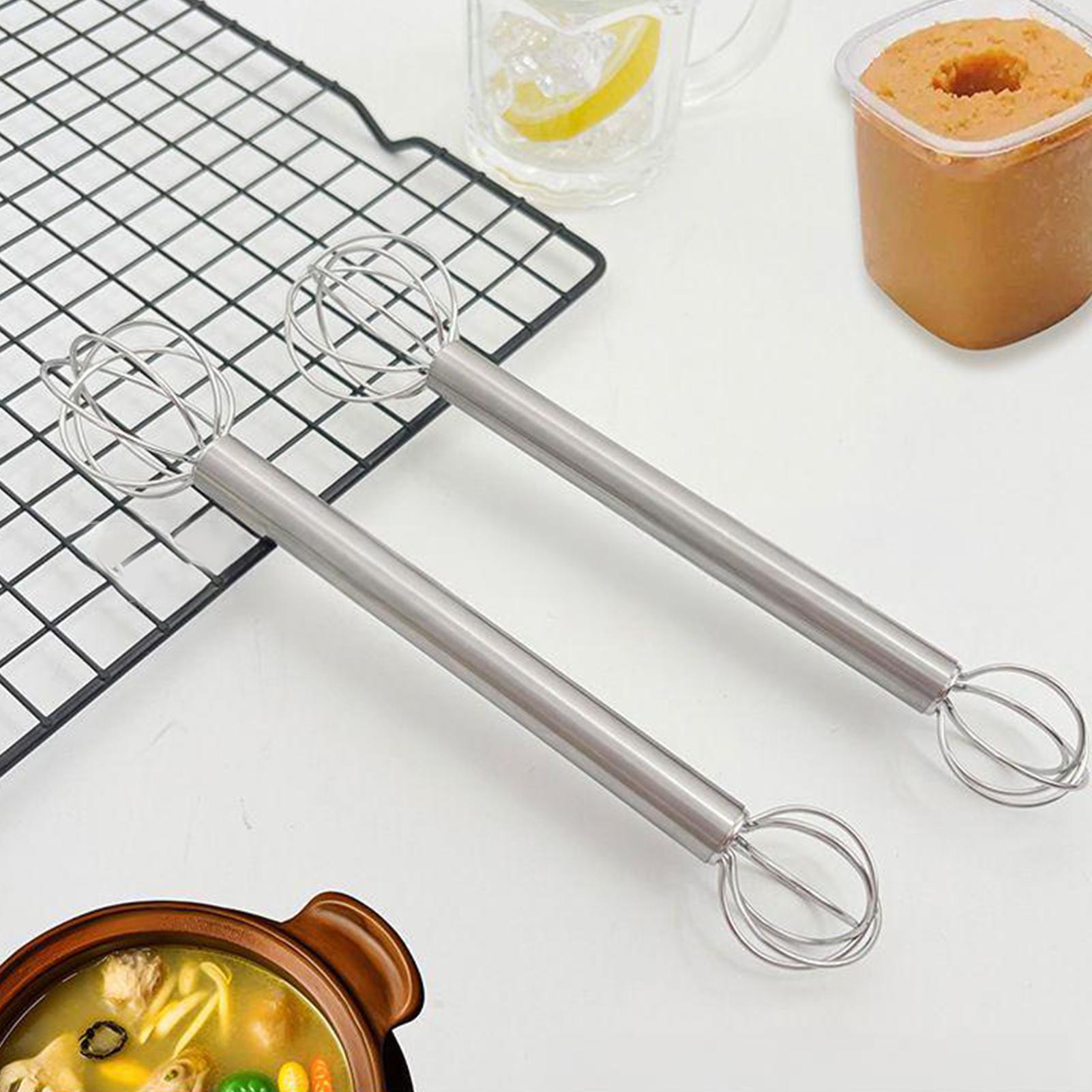 Healthy Kitchen Gadgets - 味噌かき混ぜ棒 304 ステンレス鋼 ダブルヘッド泡立て器 手動クリーム送り器 かき混ぜスプーン