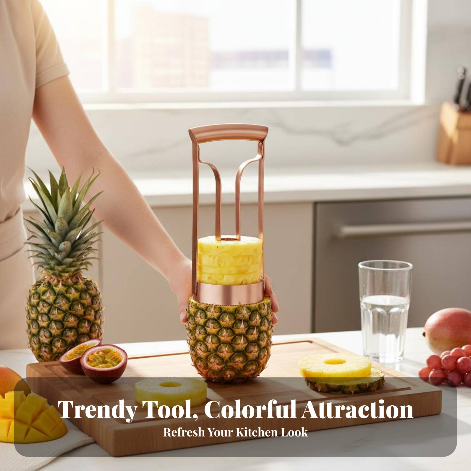 ステンレス製パイナップルカッター 芯抜き・スライス用 ステン - Kitchen Gadgets Tools のレビューと価格