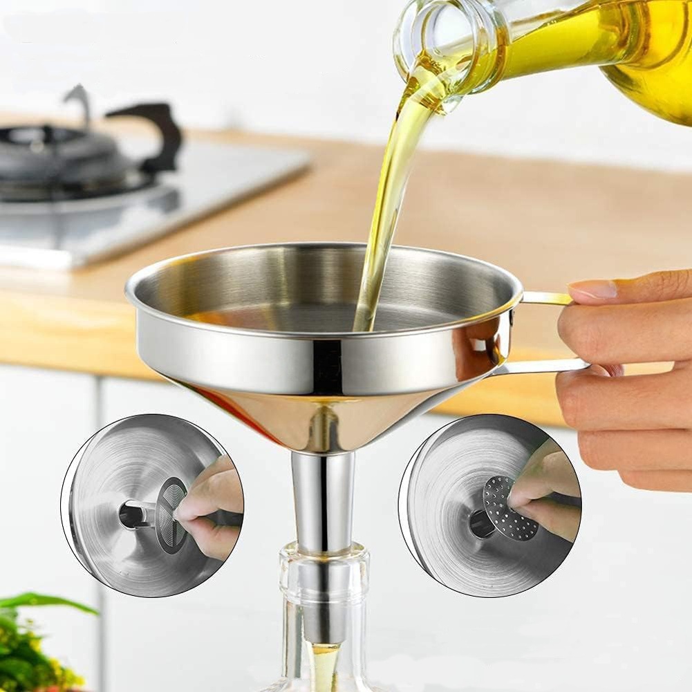 1Pc ステンレス鋼食用油漏斗広口キッチンアクセサリーバービ - Kitchen Gadgets Pakistan のレビューと価格