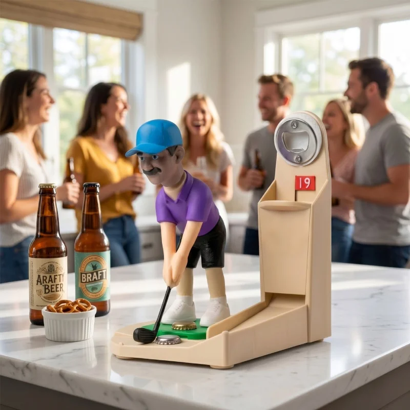 ゴルファーの置物ビールボトルオープナー、キャップコレクタース - Kitchen Gadgets To 3D Print のレビューと価格