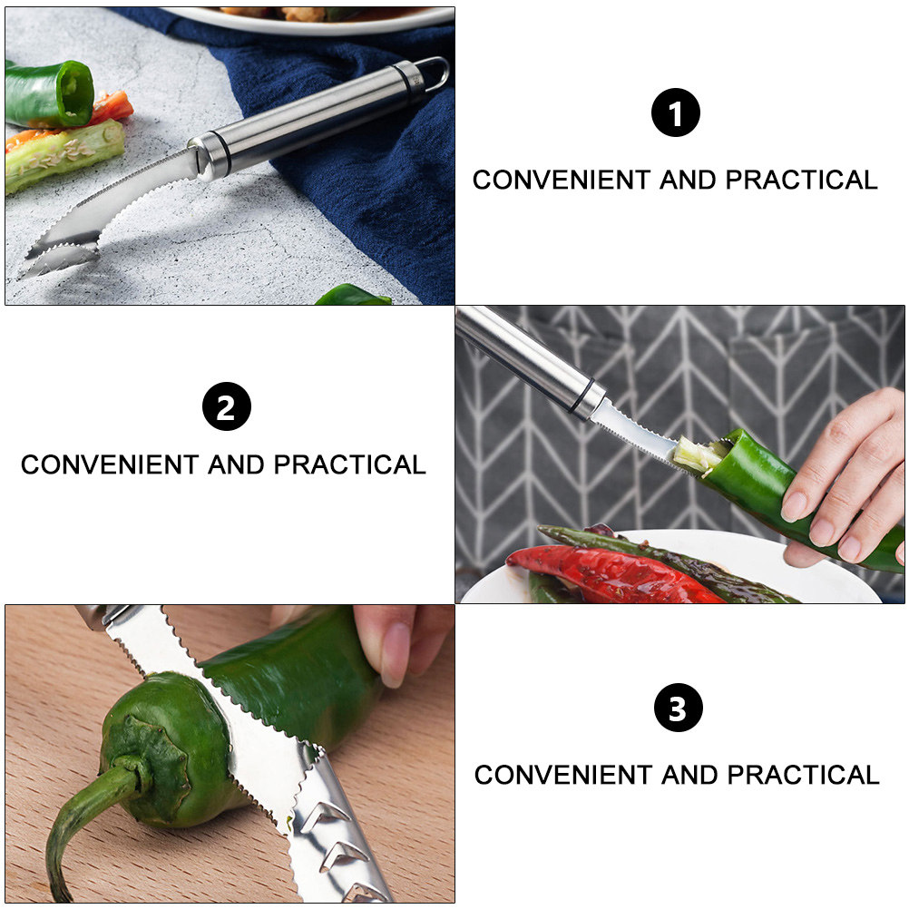 2 個ステンレス鋼チリコアーラーリムーバー鋸歯状ペッパーデシ - Kitchen Gadgets Tools のレビューと価格