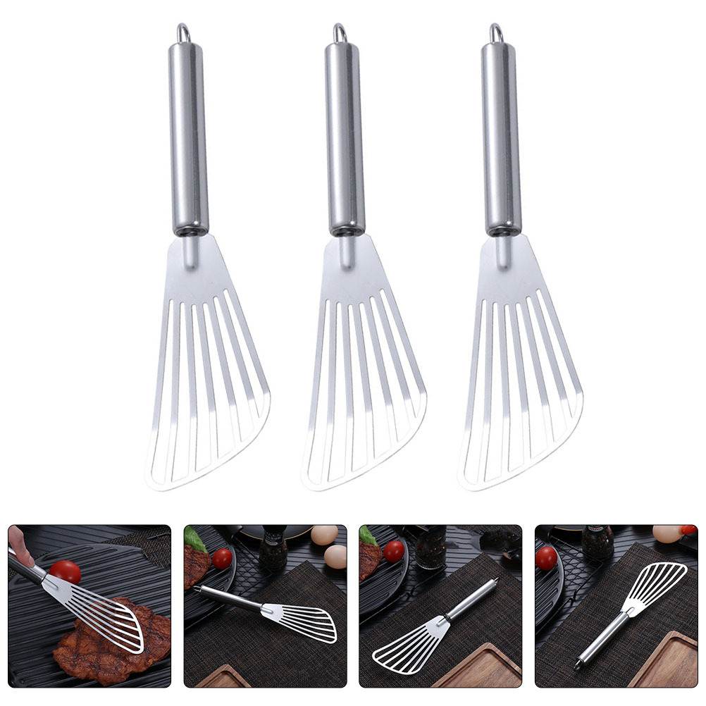 3 個ステンレス鋼スパチュラステーキフライ魚用スロット付きタ - Kitchen Gadgets Pakistan のレビューと価格